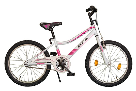 Biketek Smile 20-as gyerek kerékpár, fehér-pink